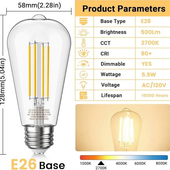LED Filament Bulbs - Silver Base - Picture 2 of 8